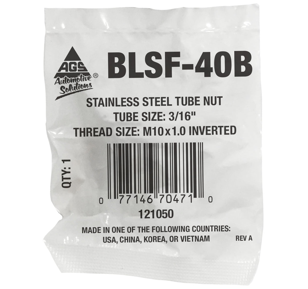 Stainless Steel Tube Nut 3/16" (M10x1.0 Inverted)