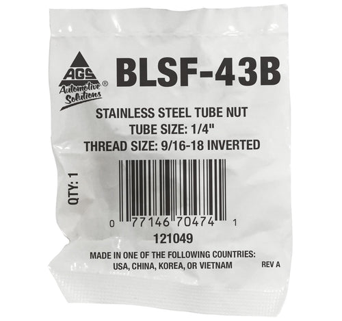 Tube Nut, Stainless Steel, 1/4