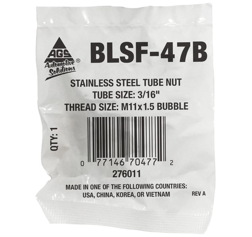 Stainless Steel Tube Nut 3/16" (M11x1.5 Bubble)