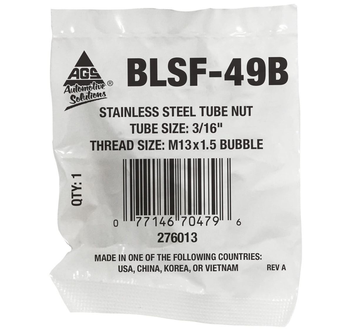 Stainless Steel Tube Nut 3/16" (M13x1.5 Bubble)