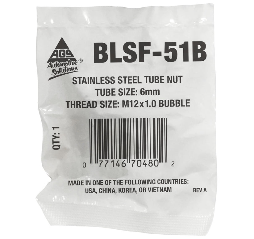 Tube Nut, Stainless Steel, 6mm (M12x1.0 B)
