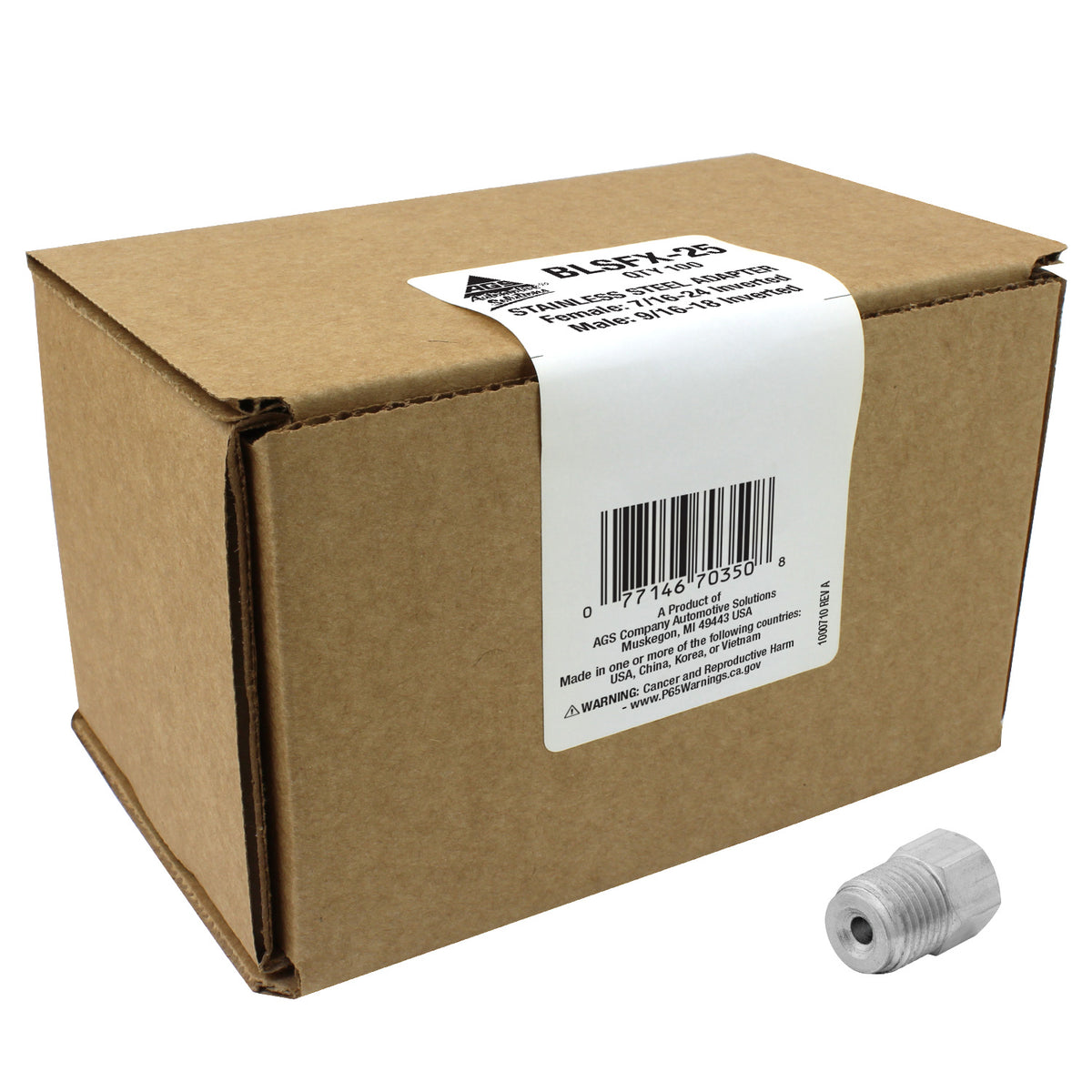 Stainless Steel Brake Line Adapter F(7/16-24 Inverted) × M(9/16-18 Inverted)