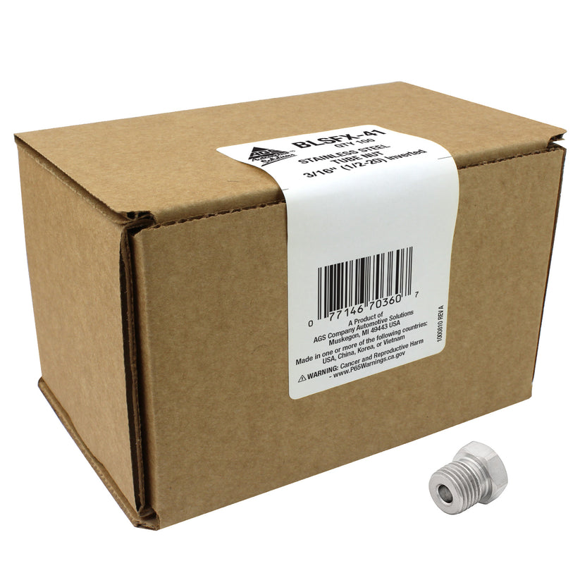 Stainless Steel Tube Nut 3/16" (1/2-20 Inverted)