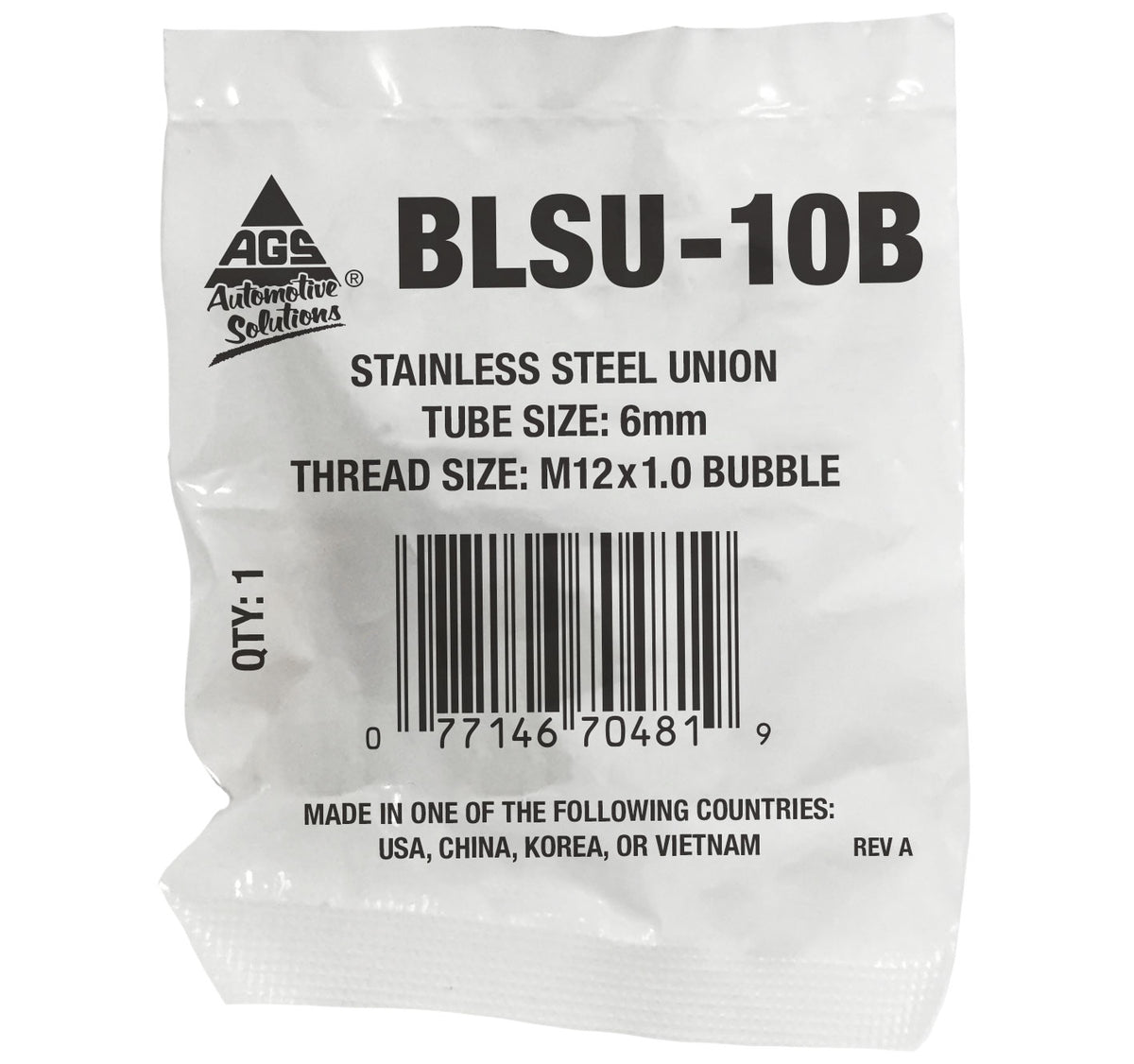 Stainless Steel Brake Line Union 6mm (M12x1.0 Bubble)
