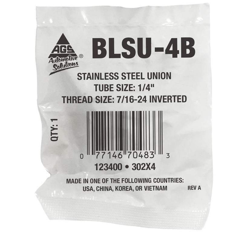 Union, Stainless Steel, 1/4" (7/16-24 I)