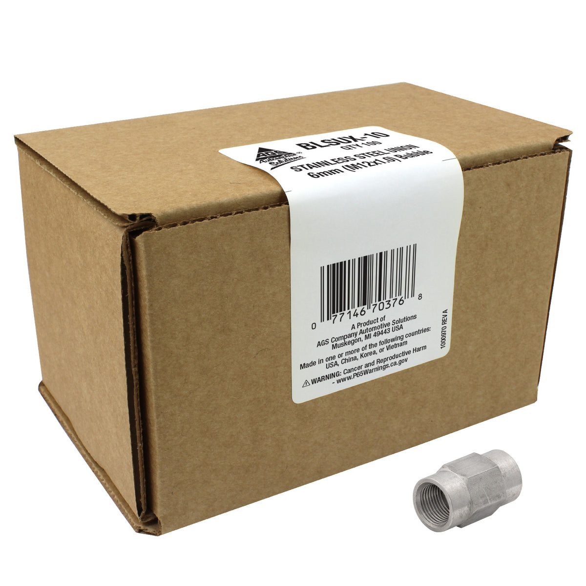 Stainless Steel Brake Line Union 6mm (M12x1.0 Bubble)