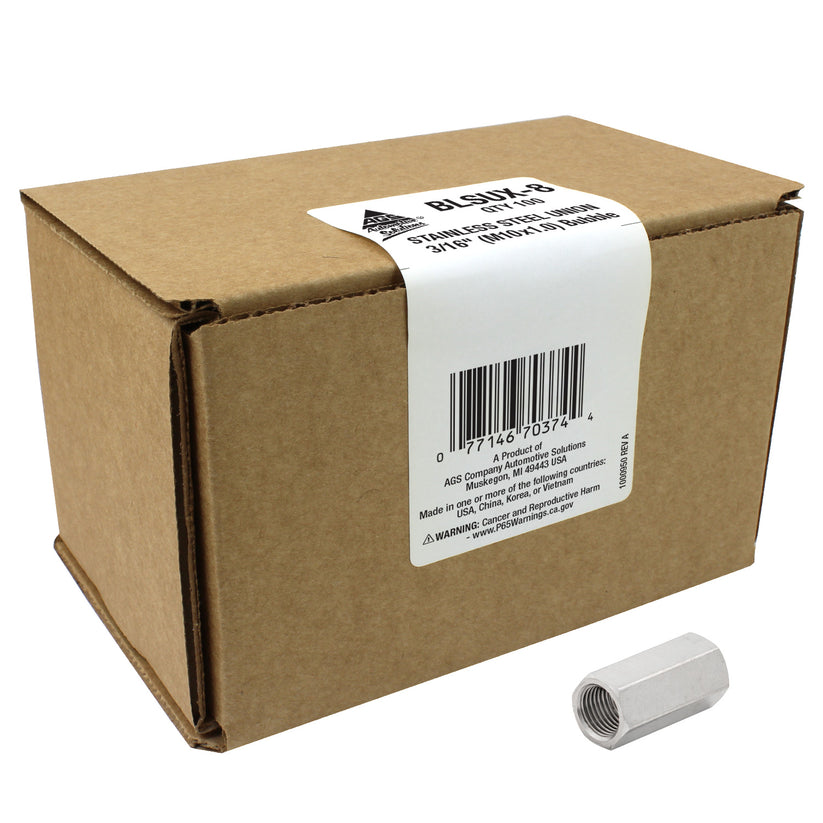 Stainless Steel Brake Line Union 3/16" (M10x1.0 Bubble)