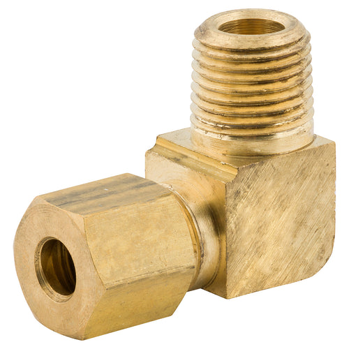 Elbow Connector Compression, Brass, 3/16
