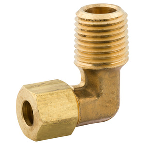 Elbow Connector Compression, Brass, 1/4" (1/4 NPTM), Bag of 1