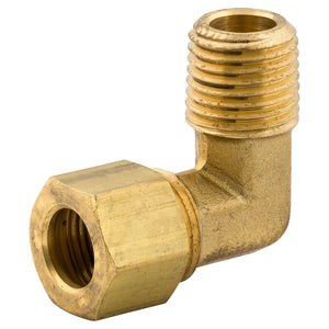 Elbow Connector Compression, Brass, 3/8" (1/4 NPTM), Bag of 1