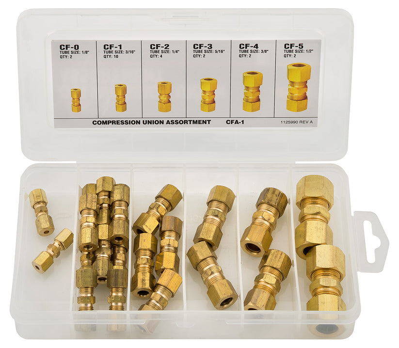1/8 Inch OD Compression Copper Tube Union - Brass Straight Joiner For Air Gas Water
