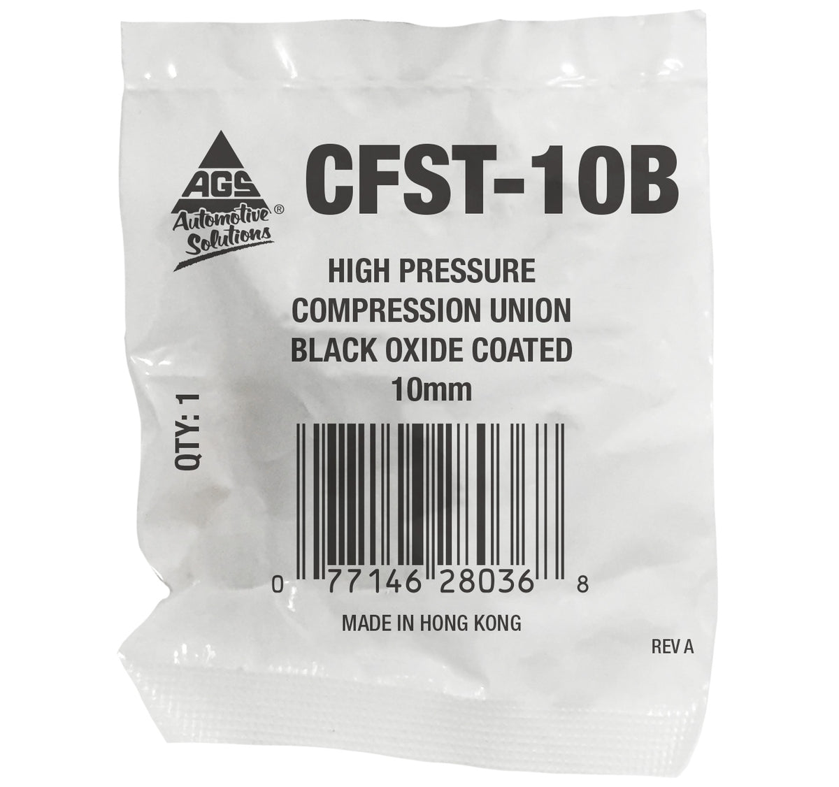 Compression Union High-Pressure Black Oxide Steel 10mm – Bag of 1