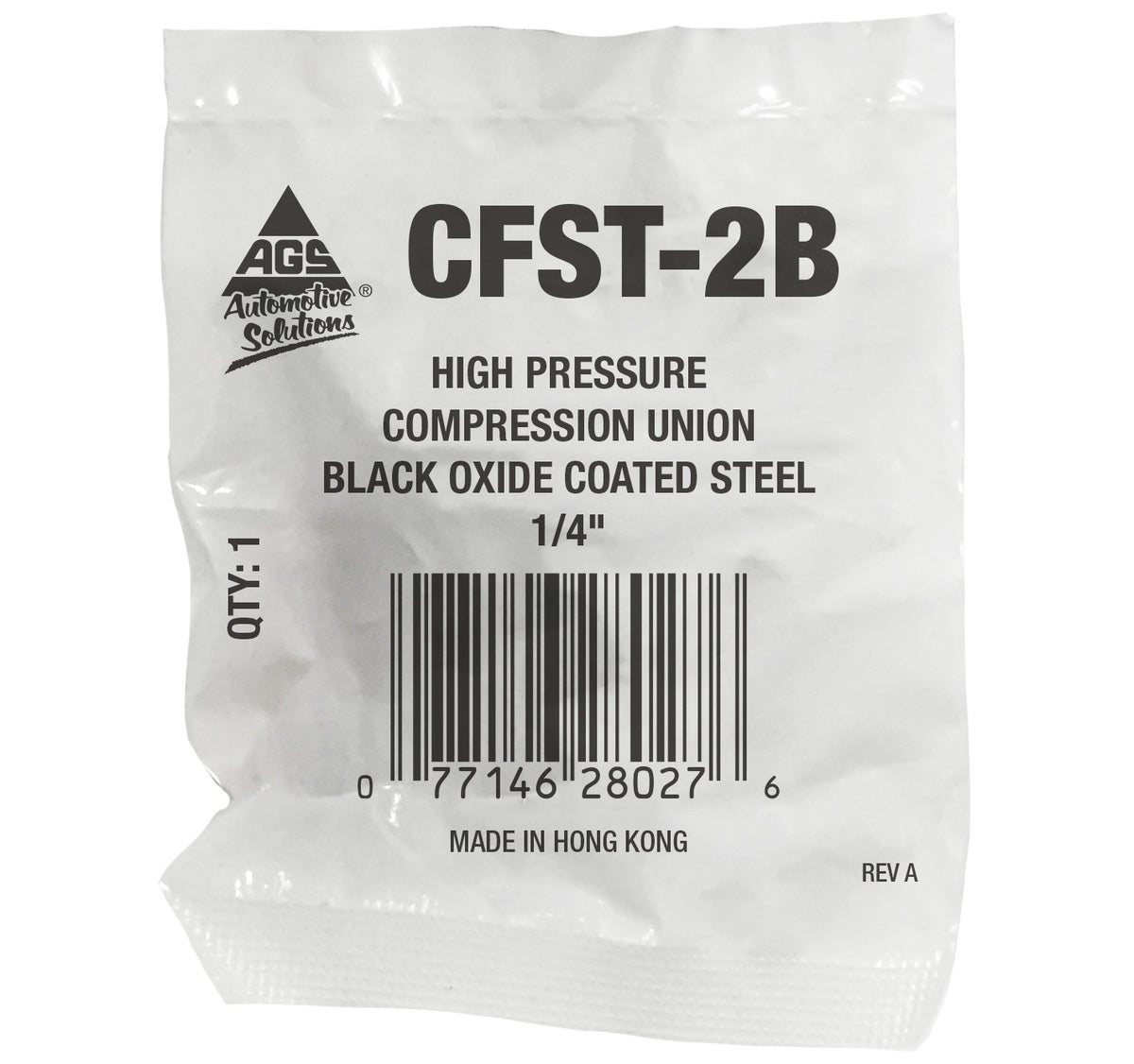 Compression Union High-Pressure Black Oxide Steel 1/4" – Bag of 1