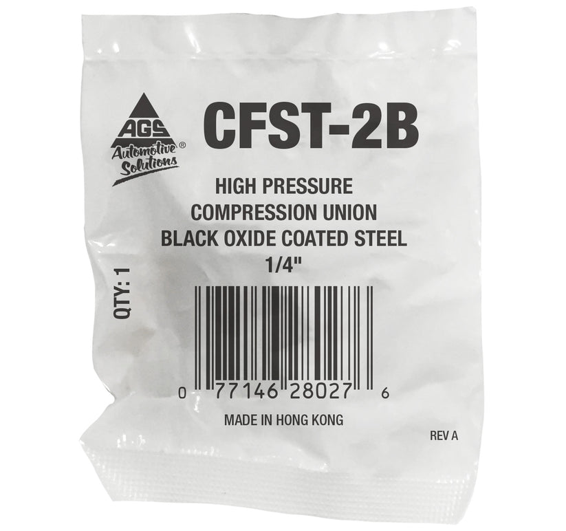 Union Compression, High Pressure, Black Oxide Coated Steel, 1/4", Bag of 1
