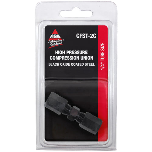 Union Compression, High Pressure, Black Oxide Coated Steel, 1/4, Card of 1