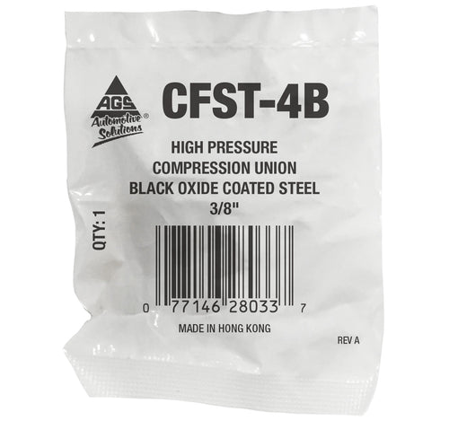 Union Compression, High Pressure, Black Oxide Coated Steel, 3/8