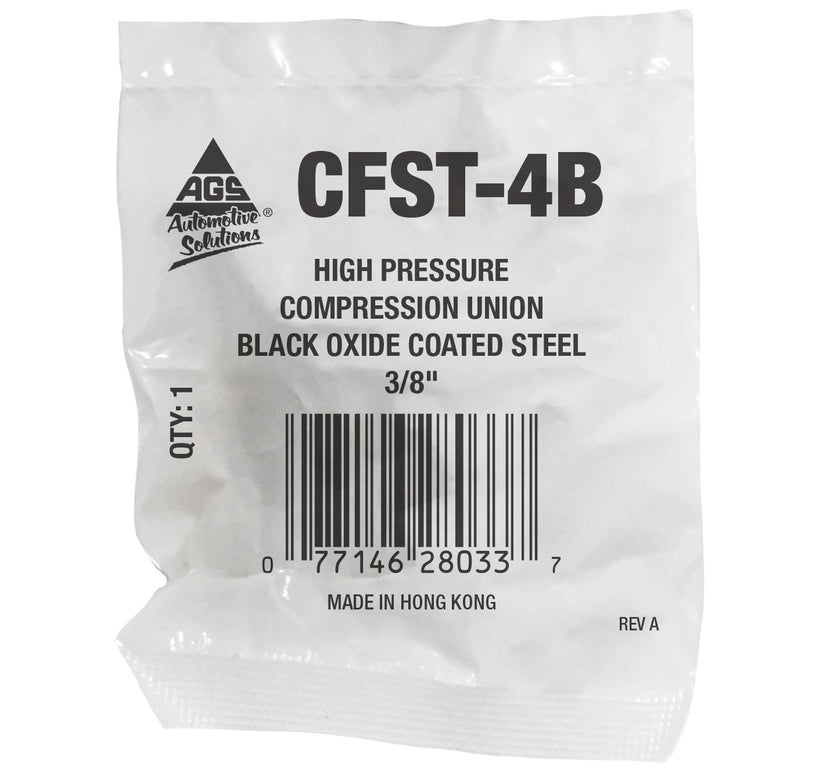 Union Compression, High Pressure, Black Oxide Coated Steel, 3/8"