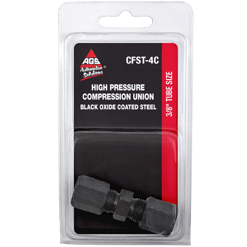 Union Compression, High Pressure, Black Oxide Coated Steel, 3/8", Card of 1