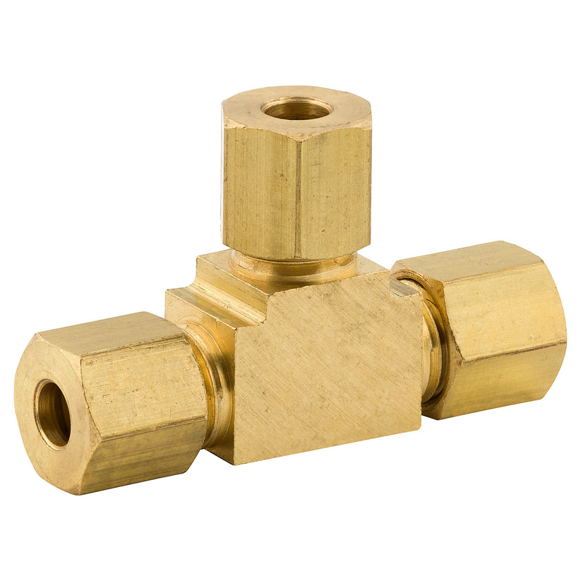 Union Tee Compression, Brass, 3/16", Bag of 1