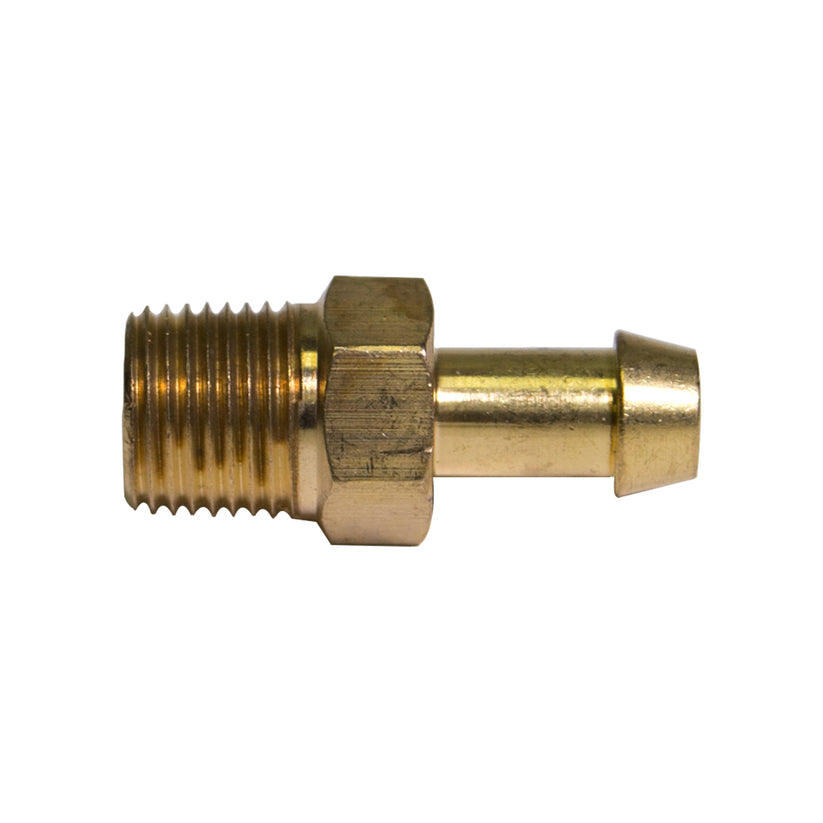 Brass Fuel Connector, 1/4" Hose, Male (1/8-27 NPT)