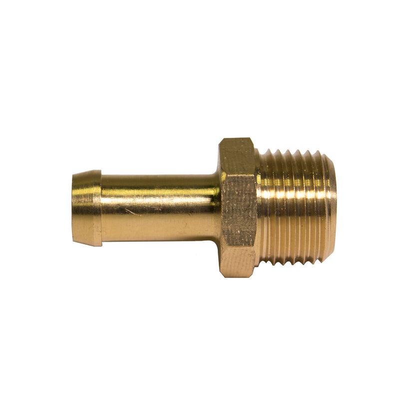 Brass Fuel Connector, 3/8" Hose, Male (3/8-18 NPT)