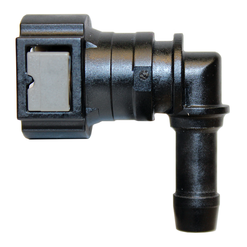 Fuel Line Quick Connect - 90 Degree 3/8 Steel to 3/8 Nylon - 2 per Bag