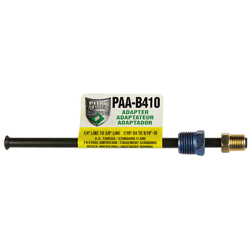 PVF Steel Brake Line Adapter, 1/4" x 8" (7/16-24 Inverted)(9/16-18 Inverted)