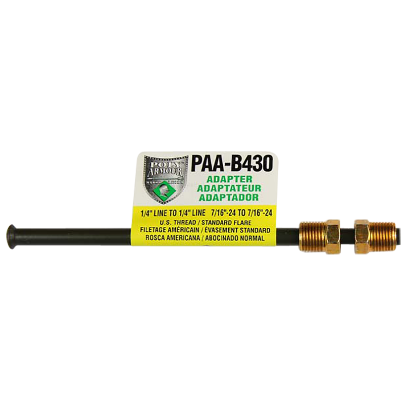 PVF Steel Brake Line Adapter 1/4" x 8" (7/16-24 Inverted × 7/16-24 Inverted)