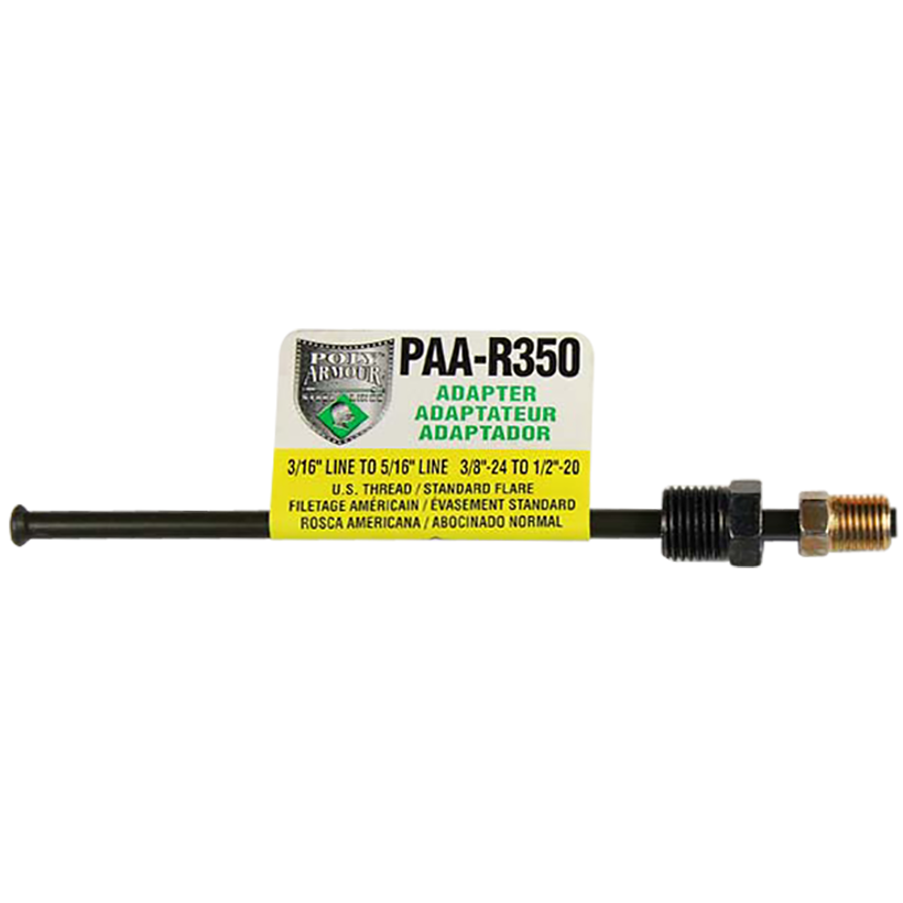 PVF Steel Brake Line Adapter, 3/16" x 8" (3/8-24 Inverted)(1/2-20 Inverted)