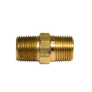 Brass Hex Nipple, 1-7/16 Length, Male (3/8-18 NPT)