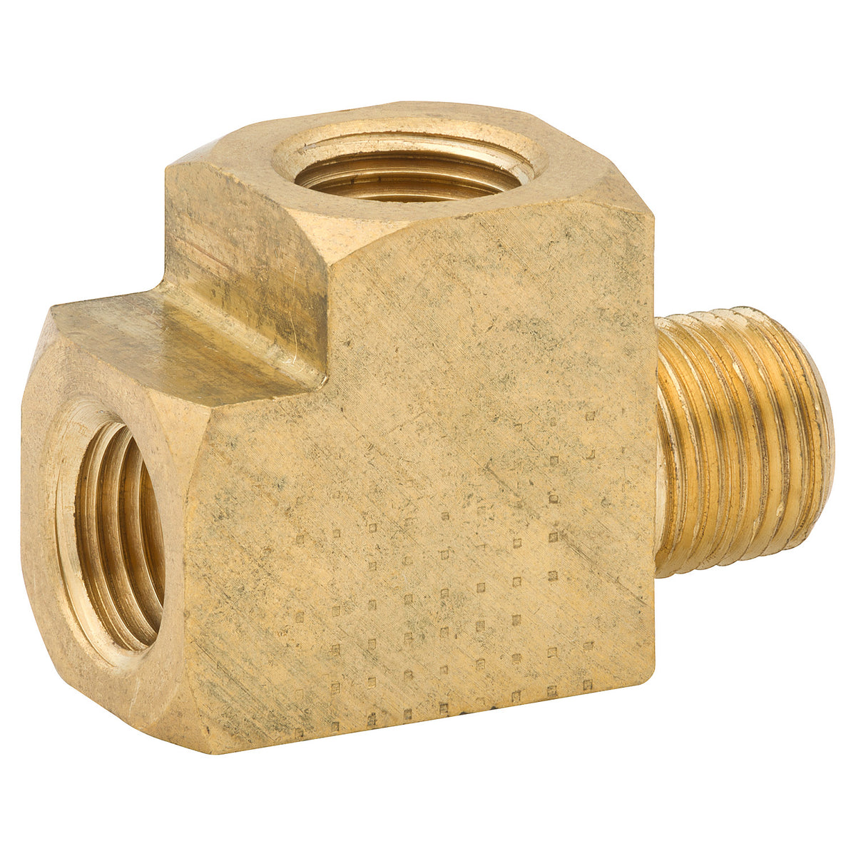 Street Tee, Brass, 1/8 NPTF, 1/8 NPTM, Bag of 1