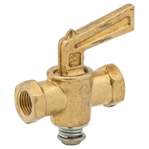 Shutoff Drain Cock Double Female, Brass, 1/8