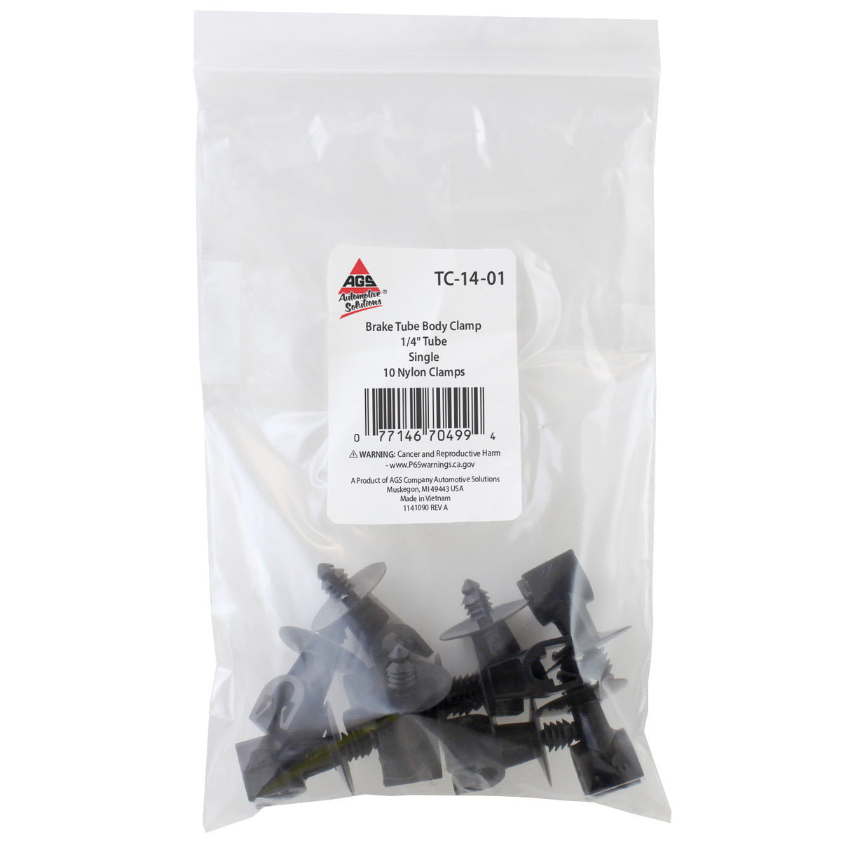 Brake Tube Body Clamp, 1/4", Single, Bag of 10
