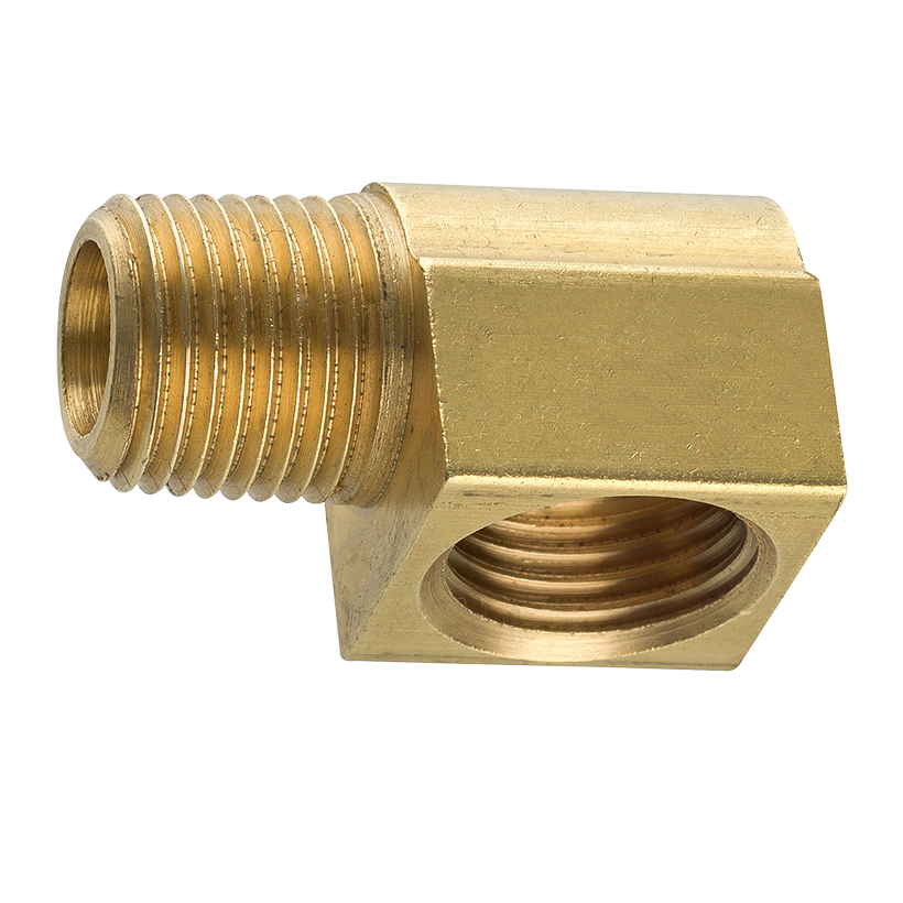 Brass Elbow, Female (7/16-24 Inverted), Male (1/8-27 NPT) | AGS