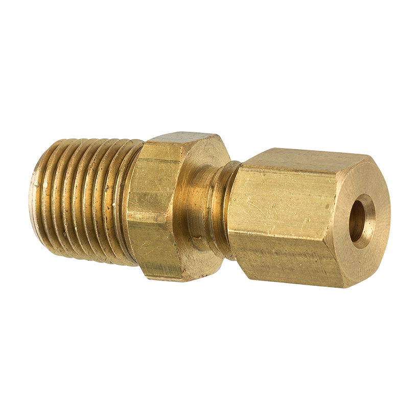 Brass Compression Connector, 1/8" Tube, Male (1/8-27 NPT)
