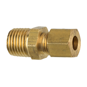 Brass Compression Connector, 1/4" Tube, Male (1/4-18 NPT)