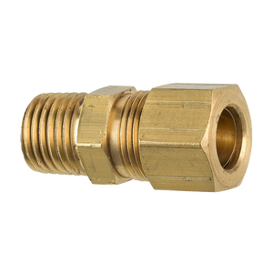Brass Compression Connector, 3/8" Tube, Male (1/4-18 NPT)