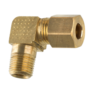 Brass Elbow Compression Connector, 1/4" Tube, Male (1/8-27 NPT)