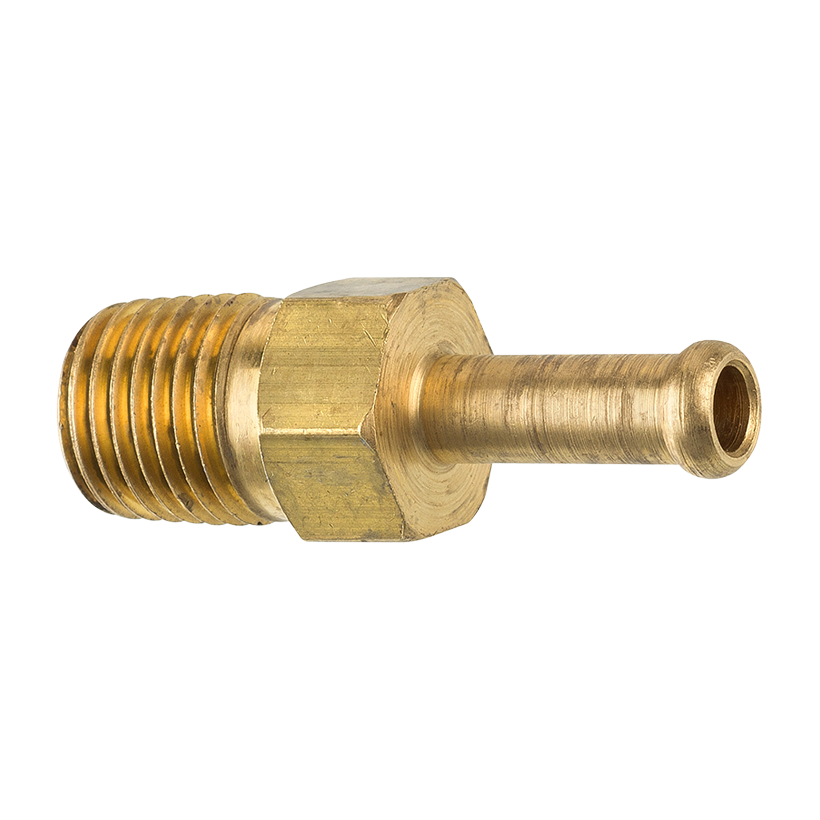 Brass Rigid Male Hose Clamp, 1/4" Hose, Male (1/4-18 NPT)