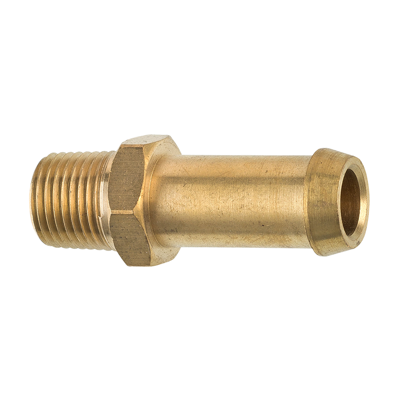 Brass Fuel Connector, 3/8" Hose, Male (1/8-27 NPT)