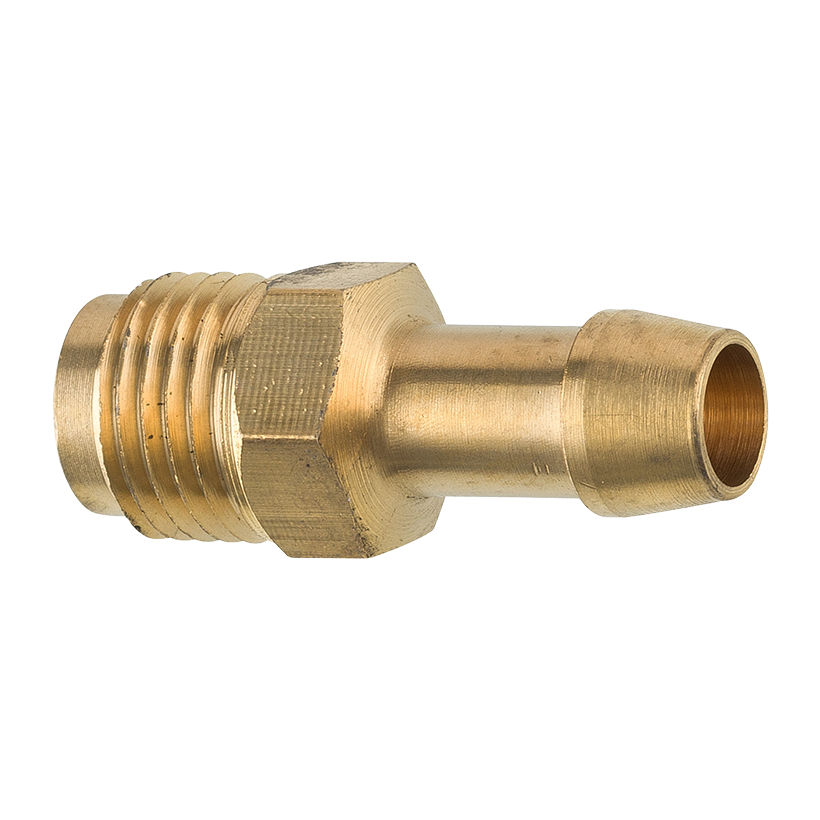 Brass Fuel Connector, 5/16" Hose, Male (1/2-20 Inverted)