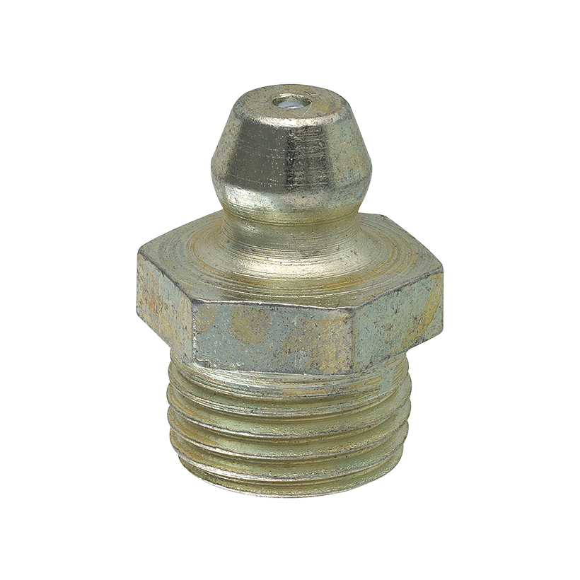 Steel Straight Grease Fitting, 43/64 Length, Male (1/8-27 NPT)