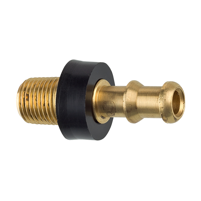 Brass Push-On Hose Fitting, 1/4 Hose, Male (1/8-27 NPT)