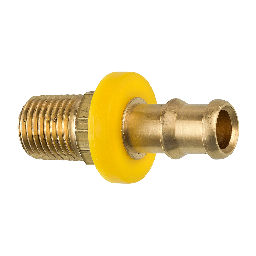 Brass Push-On Hose Fitting, 3/8 Hose, Male (1/4-18 NPT)