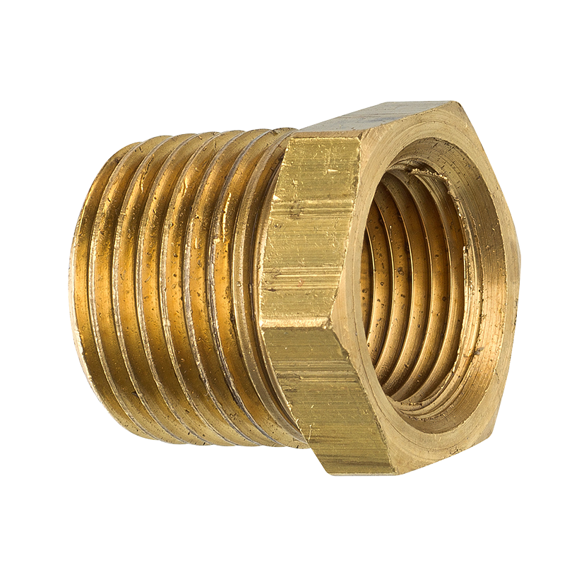 Brass Bushing, Male (1/2-14 NPT), Female (3/8-18 NPT)