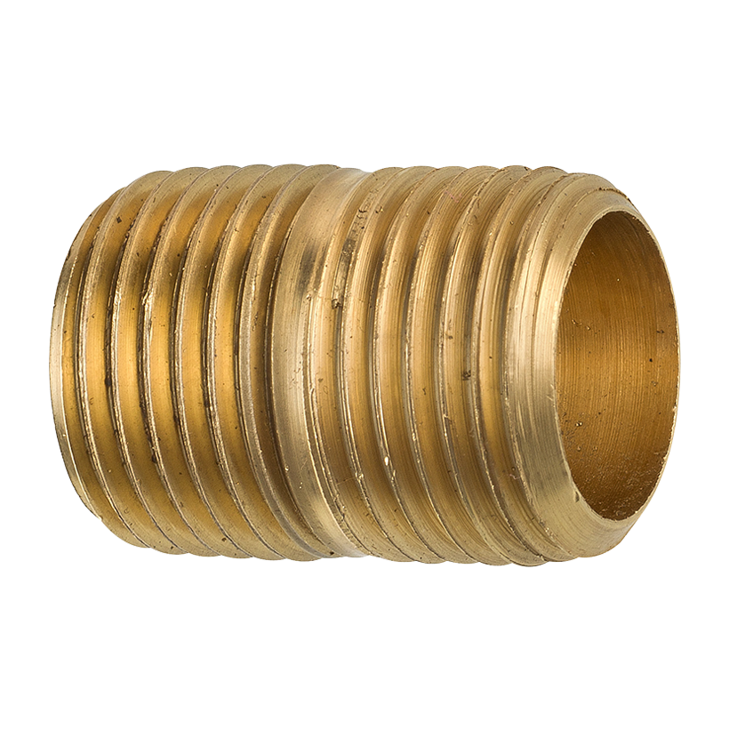 Brass Close Nipple, 1-1/8 Length, Male (1/2-14 NPT)