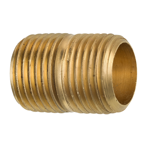 Brass Close Nipple, 1-1/8 Length, Male (1/2-14 NPT)