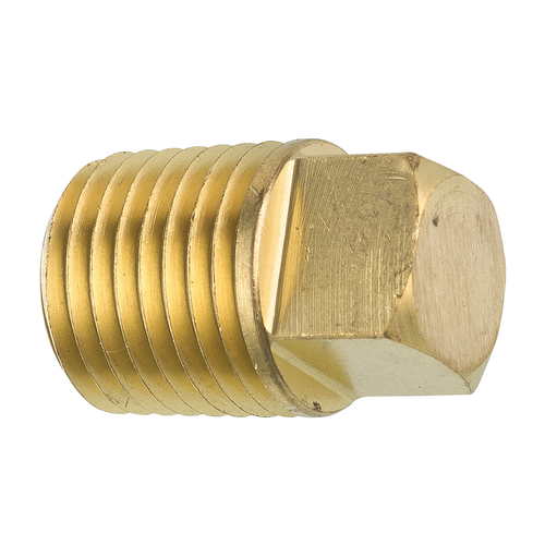Brass Square Head Plug, Male (1/4-18 NPT)