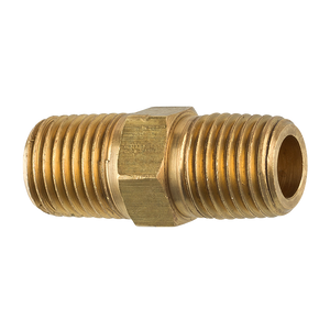 Brass Hex Nipple, 1-3/8 Length, Male (1/4-18 NPT)