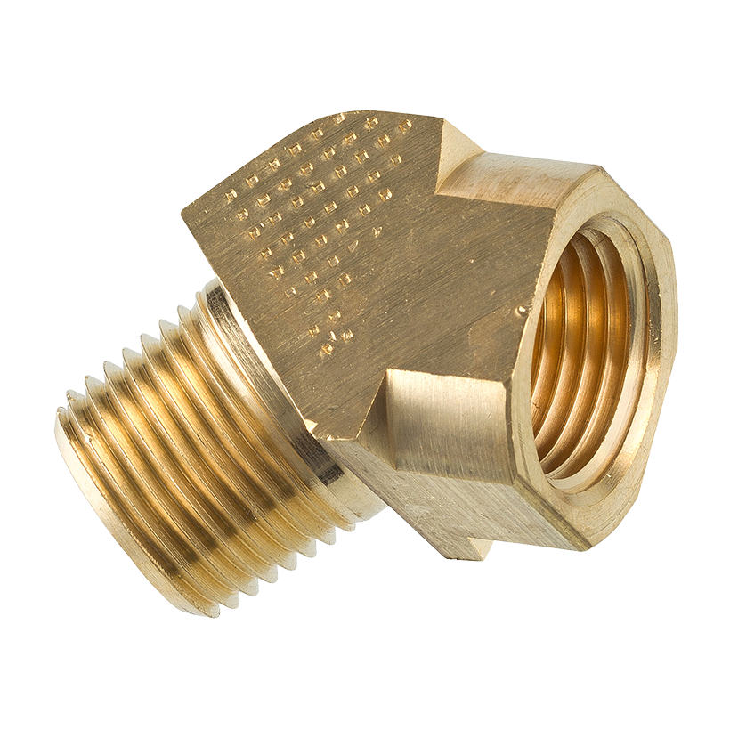 Brass 45 Degree Street Elbow, Male (3/8-18 NPT), Female (3/8-18 NPT)